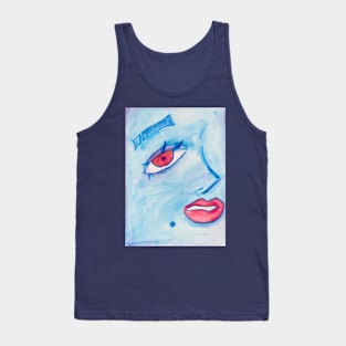 The face, raspberry lipstick watercolor painting Tank Top